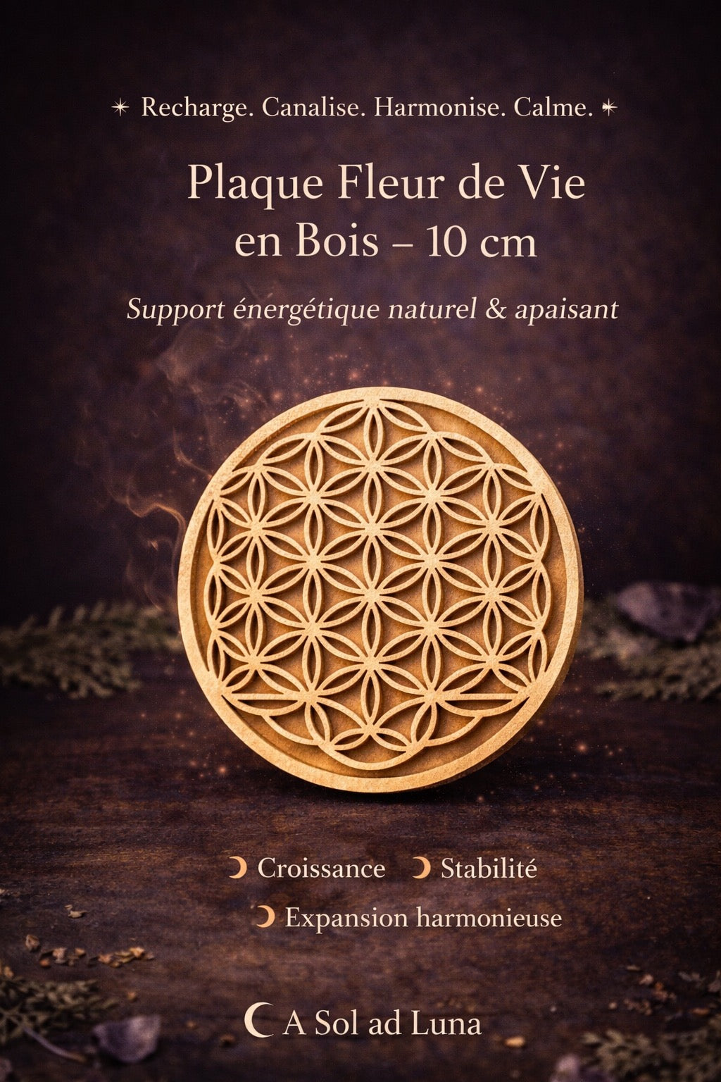 Fleur de vie en bois - 10cm